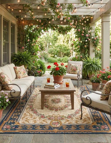7' 10 x 10' Easy-Clean Traditional Indoor / Outdoor Rug