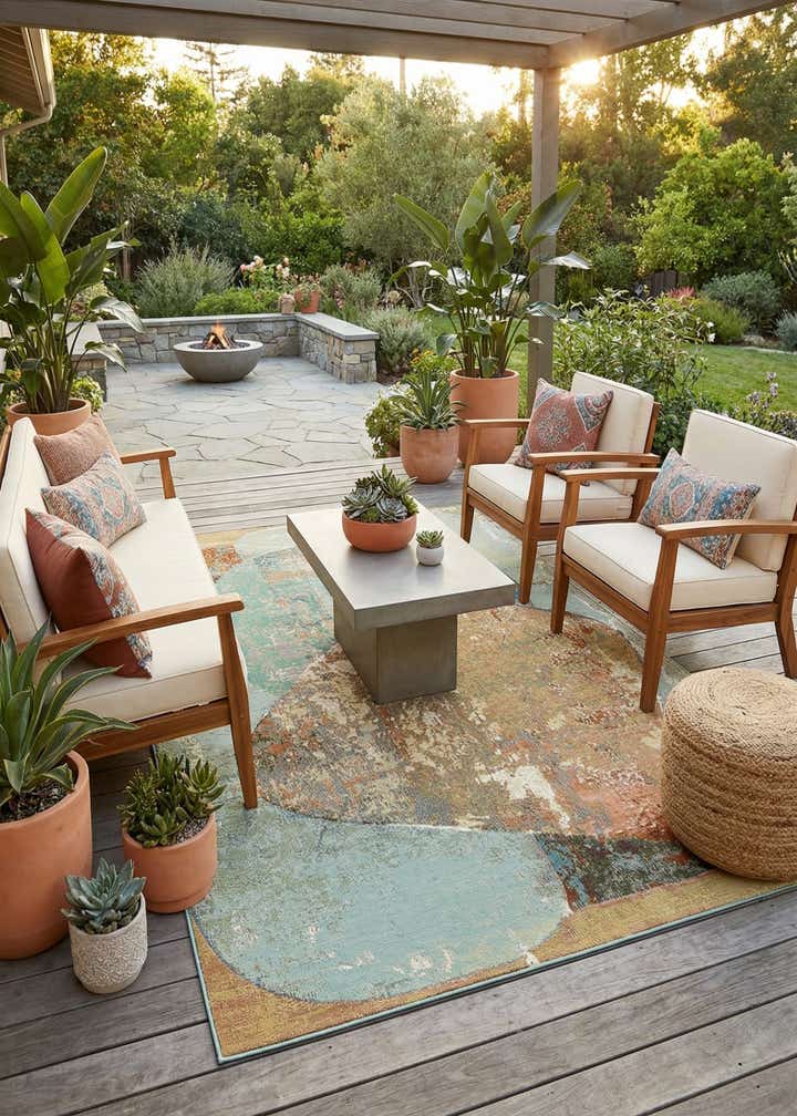 6' 1 x 9' Easy-Clean Modern Indoor / Outdoor Rug