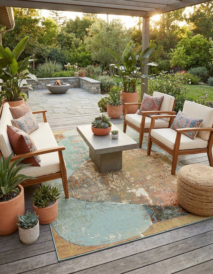 Detail image of 6' 1 x 9' Easy-Clean Modern Indoor / Outdoor Rug