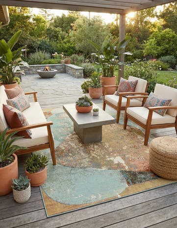 6' 1 x 9' Easy-Clean Modern Indoor / Outdoor Rug