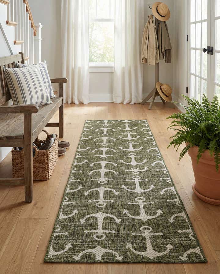 2' x 8' Easy-Clean Coastal Indoor / Outdoor Runner Rug