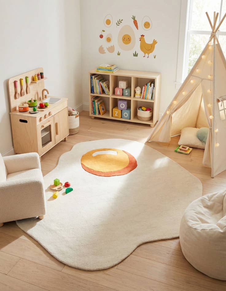 Detail image of  6' 1 x 6' 1 Playtime Kids Wool Freeform Rug