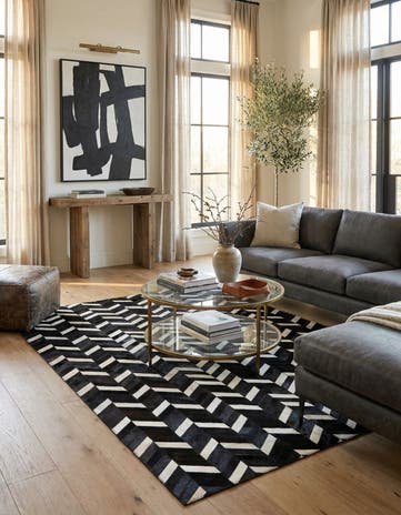 5' 1 x 8' 1 Cowhide Leather Rug