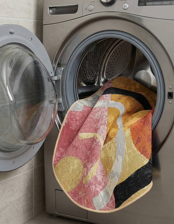 Detail image of 4' x 4'  Washable Modern Indoor / Outdoor Round Rug