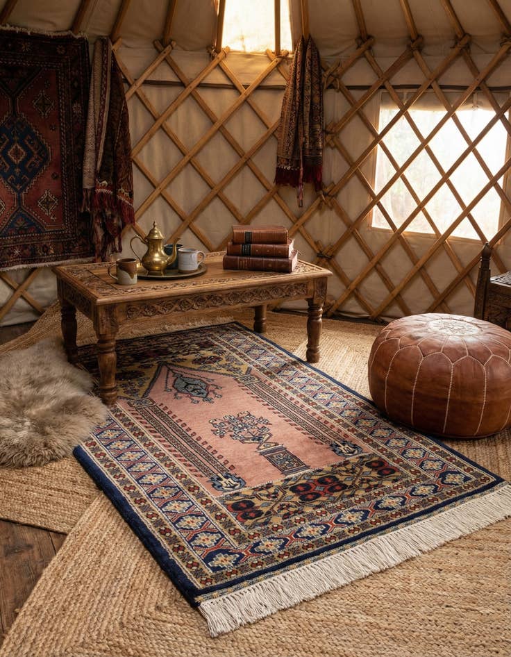 Detail image of  2' 8 x 4' 3  Hand Knotted Bokhara Oriental Wool Rug