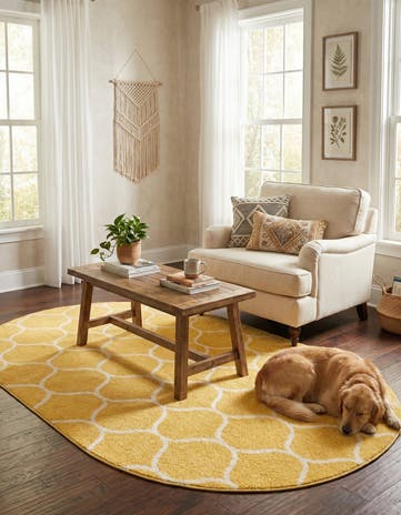 5' 3 x 8' Lattice Frieze Oval Rug