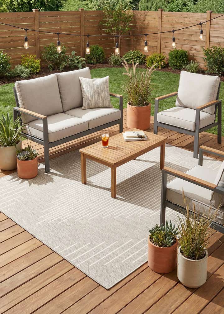 7' x 7' Easy-Clean Modern Indoor / Outdoor Square Rug