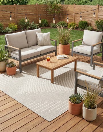 7' x 7' Easy-Clean Modern Indoor / Outdoor Square Rug