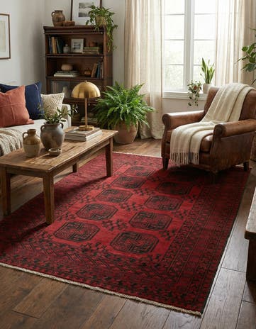 5' x 6' 6 Hand Knotted Afghan Akhche Wool Rug