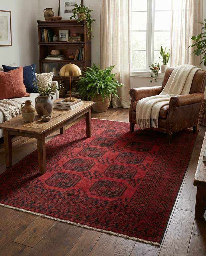 5' x 6' 6 Hand Knotted Afghan Akhche Wool Rug