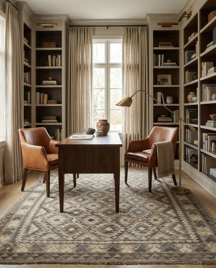 Detail image of 6' 10 x 9' 7 Hand Woven Kilim Maymana Wool Rug