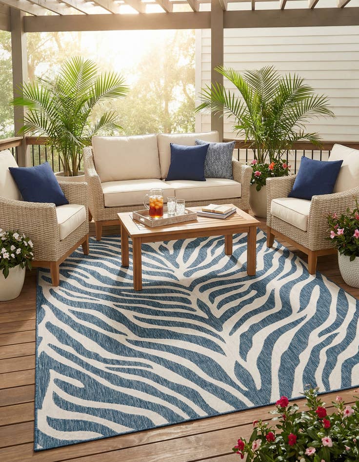 Detail image of 7' 10 x 11'  Washable Safari Indoor / Outdoor Rug