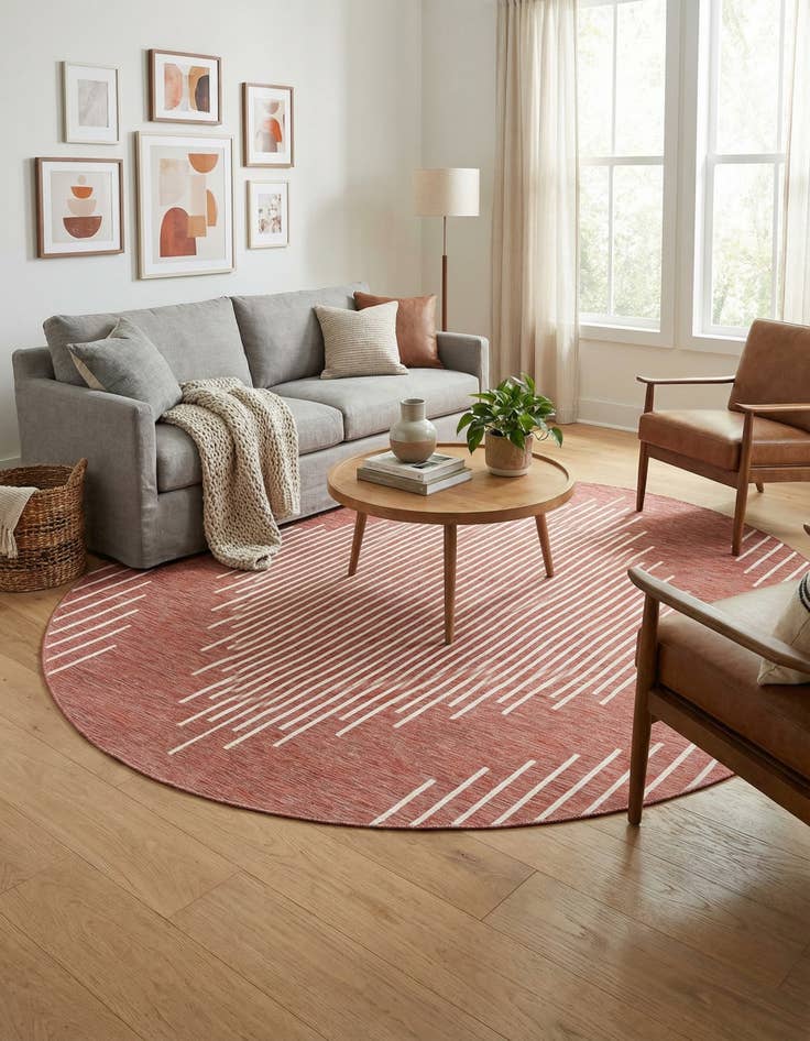 Detail image of  10' 8 x 10' 8  Washable Modern Indoor / Outdoor Round Rug