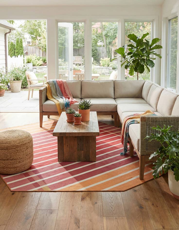 Detail image of  7' 10 x 7' 10  Washable Ribbon Indoor / Outdoor Square Rug