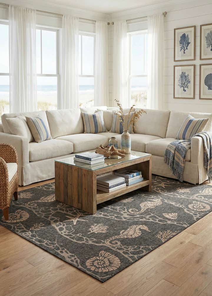 10' x 14' Easy-Clean Coastal Indoor / Outdoor Rug