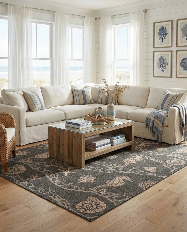 Detail image of 10' x 14' Easy-Clean Coastal Indoor / Outdoor Rug