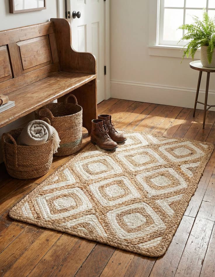 Detail image of  2' x 3' 1  Hand Braided Jute Rug