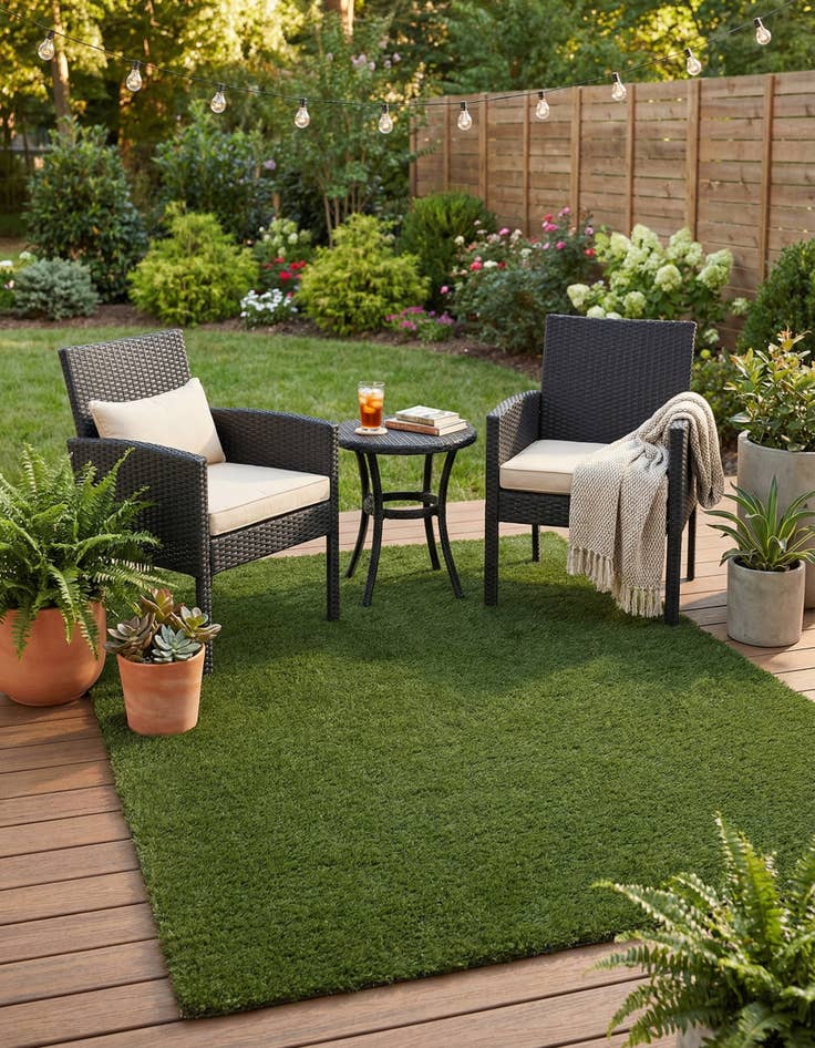 Detail image of 7' x 10'  Washable Grass Indoor / Outdoor Rug