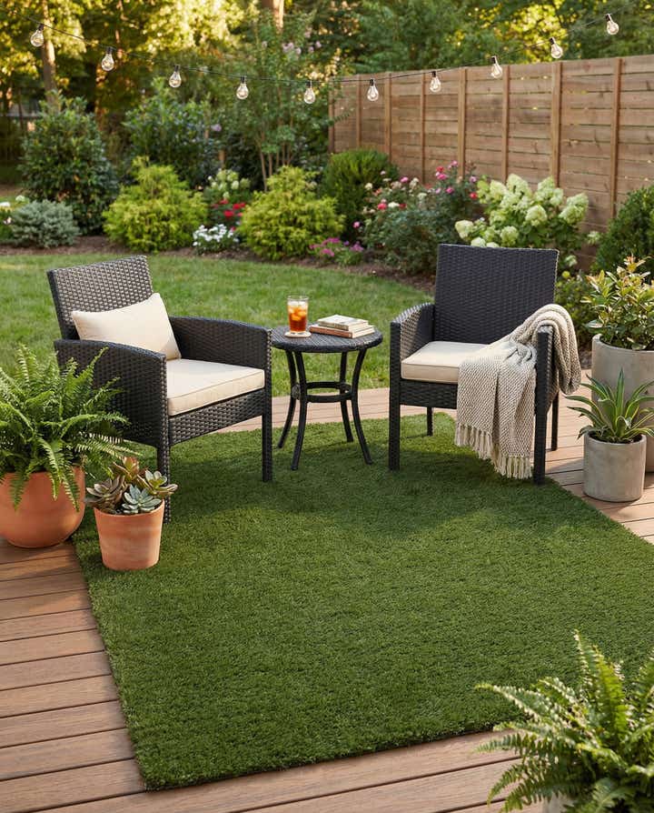 7' x 10' Easy-Clean Grass Indoor / Outdoor Rug