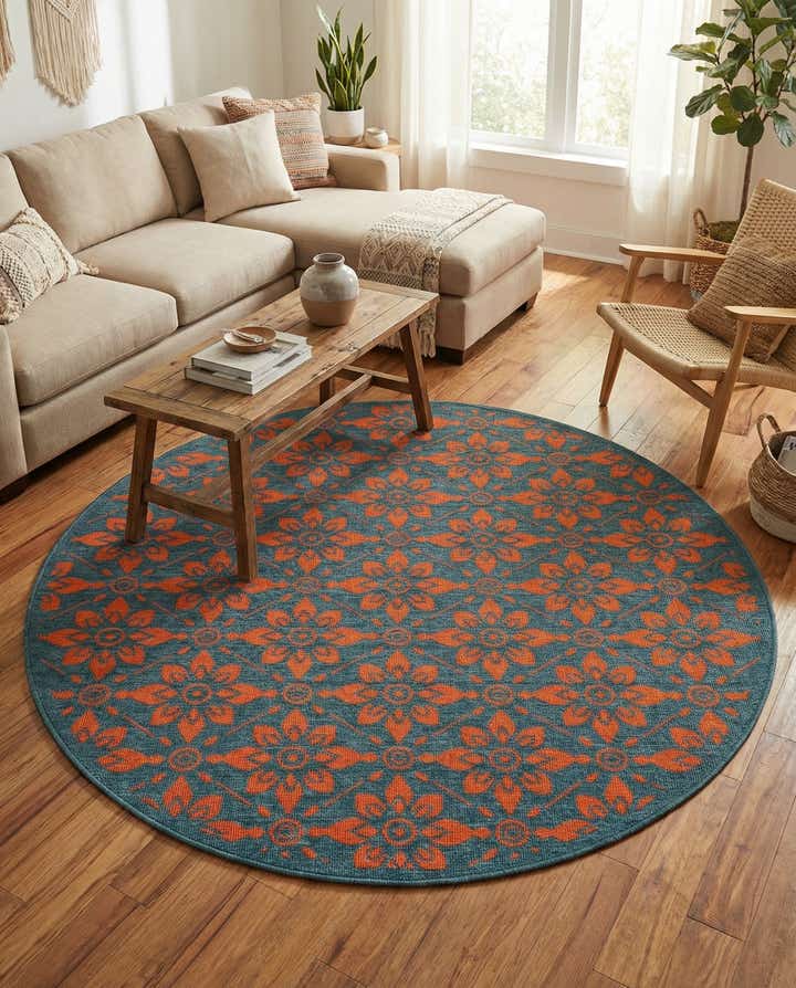 5' x 5' Easy-Clean Lattice Indoor / Outdoor Round Rug