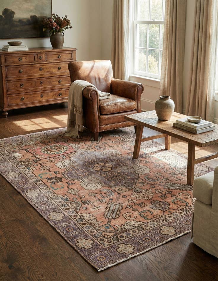 Detail image of 4' 4 x 6'  Hand Knotted Ultra Vintage Persian Wool Rug