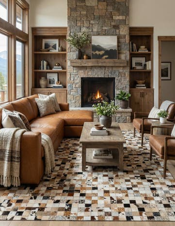 5' x 7' 10 Cowhide Leather Rug