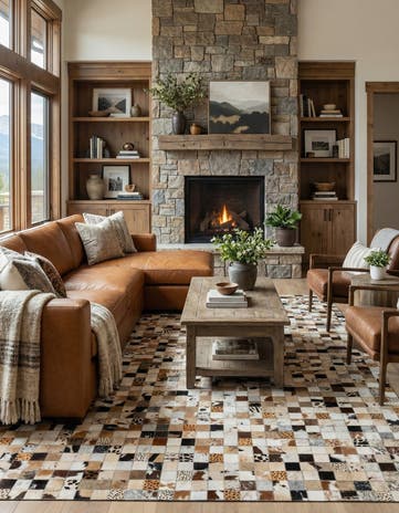 5' x 7' 10 Cowhide Leather Rug