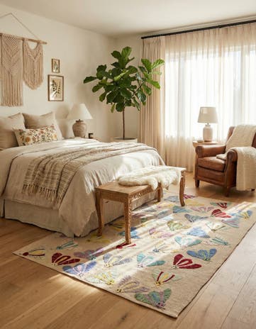 4' 2 x 5' 8 Hand Woven Kilim Suzani Wool Rug