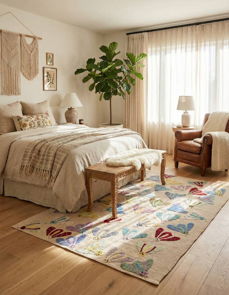 Detail image of 4' 2 x 5' 8  Hand Woven Kilim Suzani Wool Rug