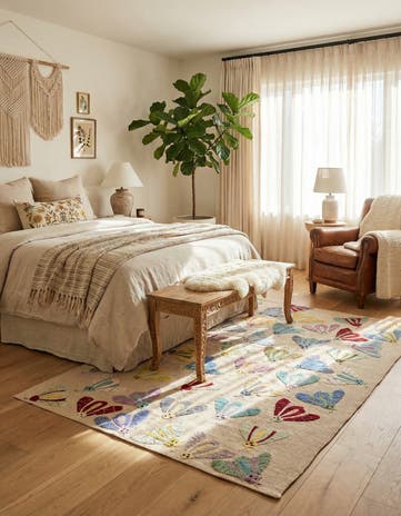 4' 2 x 5' 8 Hand Woven Kilim Suzani Wool Rug