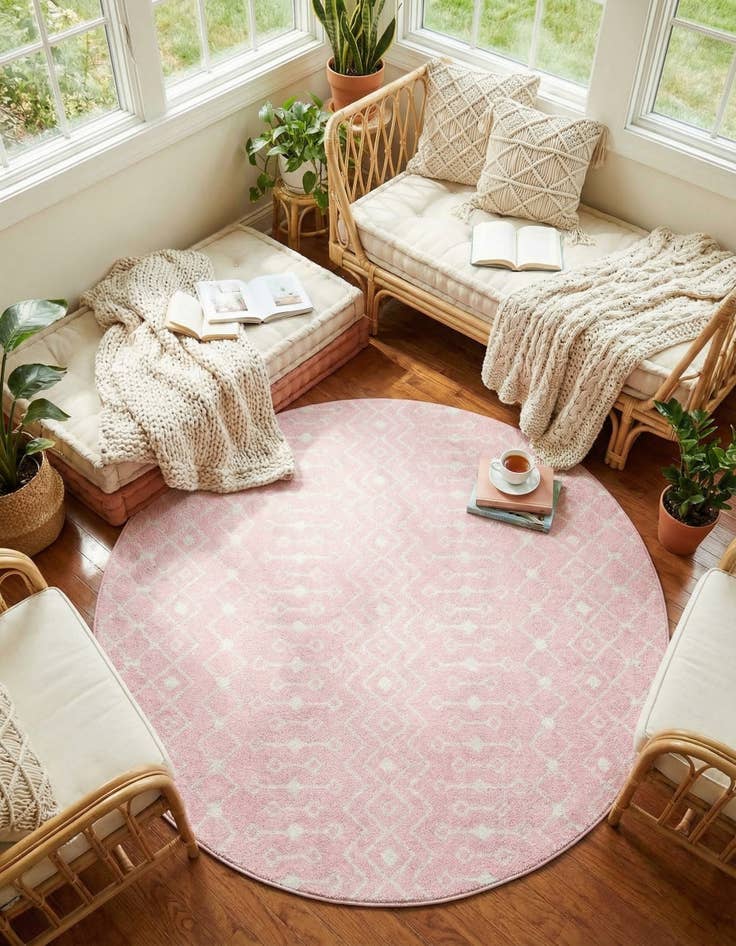 Detail image of 7' 10 x 7' 10 Moroccan Trellis Round Rug