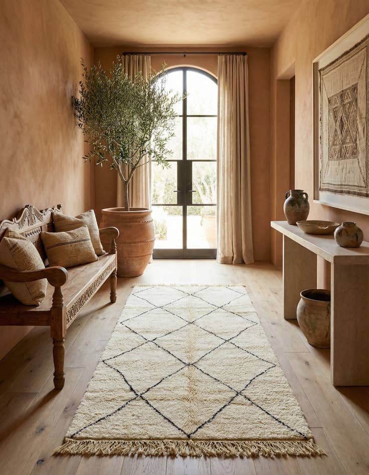 Detail image of 4' 6 x 8' 7  Hand Knotted Moroccan Wool Runner Rug