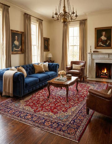 9' 8 x 13' Hand Knotted Isfahan Persian Wool Rug