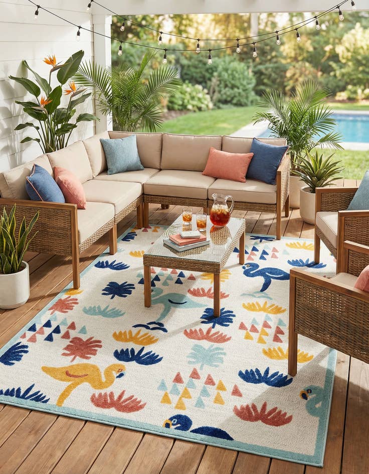 Detail image of 9' x 12'  Washable Belize Indoor / Outdoor Rug