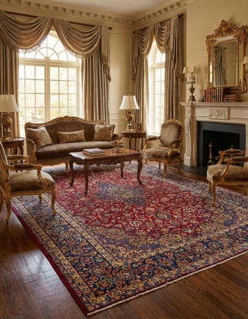9' 8 x 12' 10 Hand Knotted Isfahan Persian Wool Rug