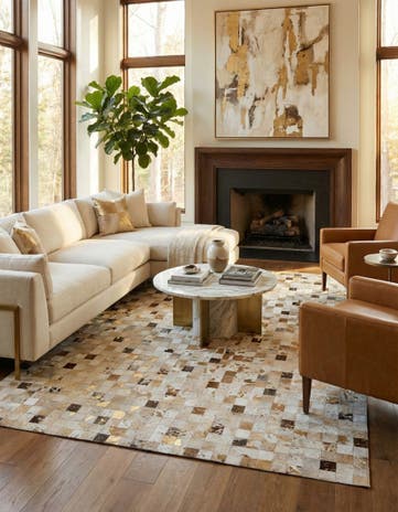 7' 10 x 9' 10 Cowhide Stocks Rug