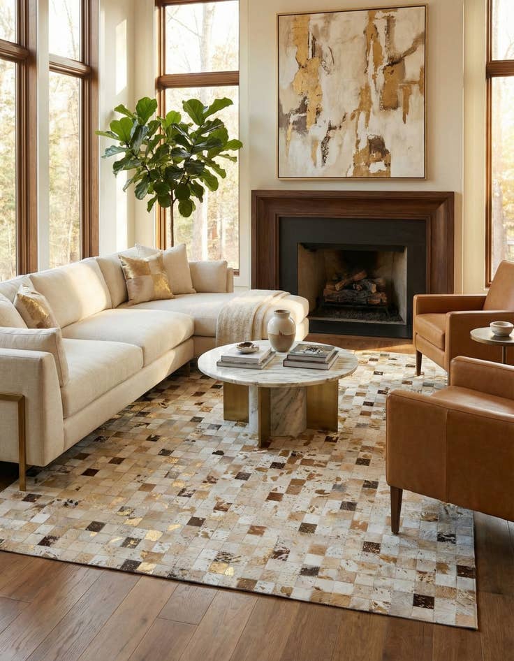 Detail image of 7' 10 x 9' 10 Cowhide Stocks Rug