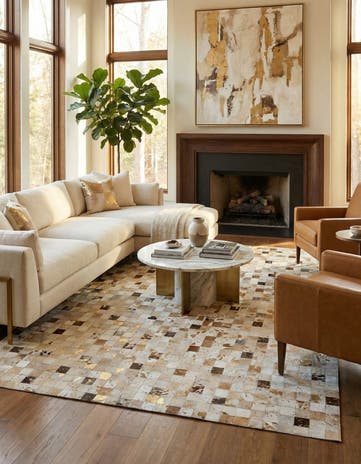 7' 10 x 9' 10 Cowhide Stocks Rug