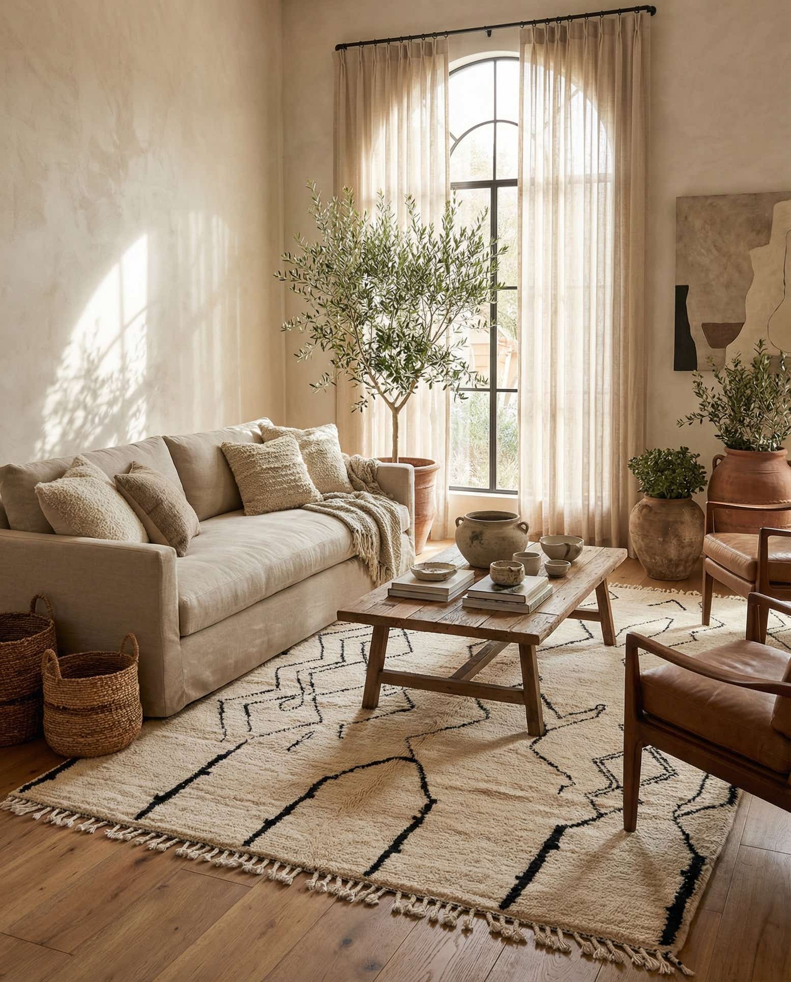 7' 2 x 9' 6 Hand Knotted Moroccan Wool Rug