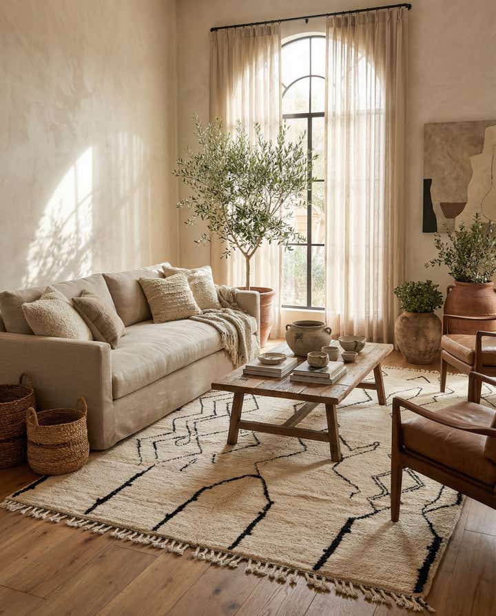 7' 2 x 9' 6 Hand Knotted Moroccan Wool Rug