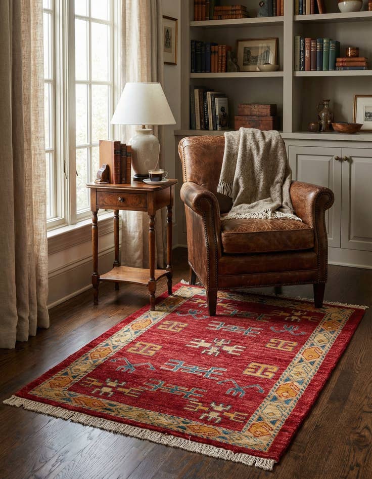 Detail image of  2' 8 x 3' 9  Hand Knotted Ziegler Wool Rug