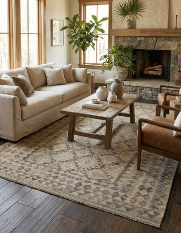 6' 6 x 9' 10 Hand Woven Kilim Maymana Wool Rug