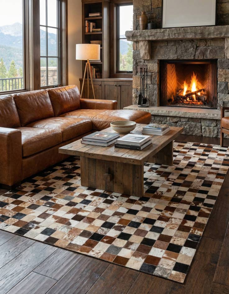 Detail image of  5' x 8' Cowhide Leather Rug