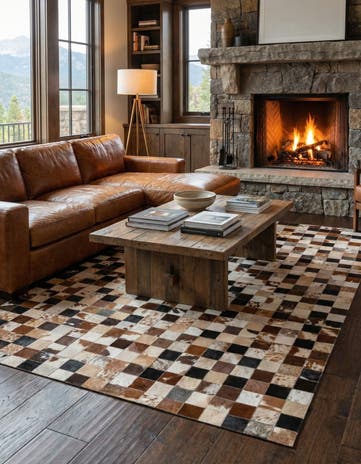 5' x 8' Cowhide Leather Rug