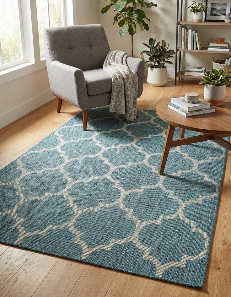 Detail image of 4' x 6' Easy-Clean Trellis Indoor / Outdoor Rug
