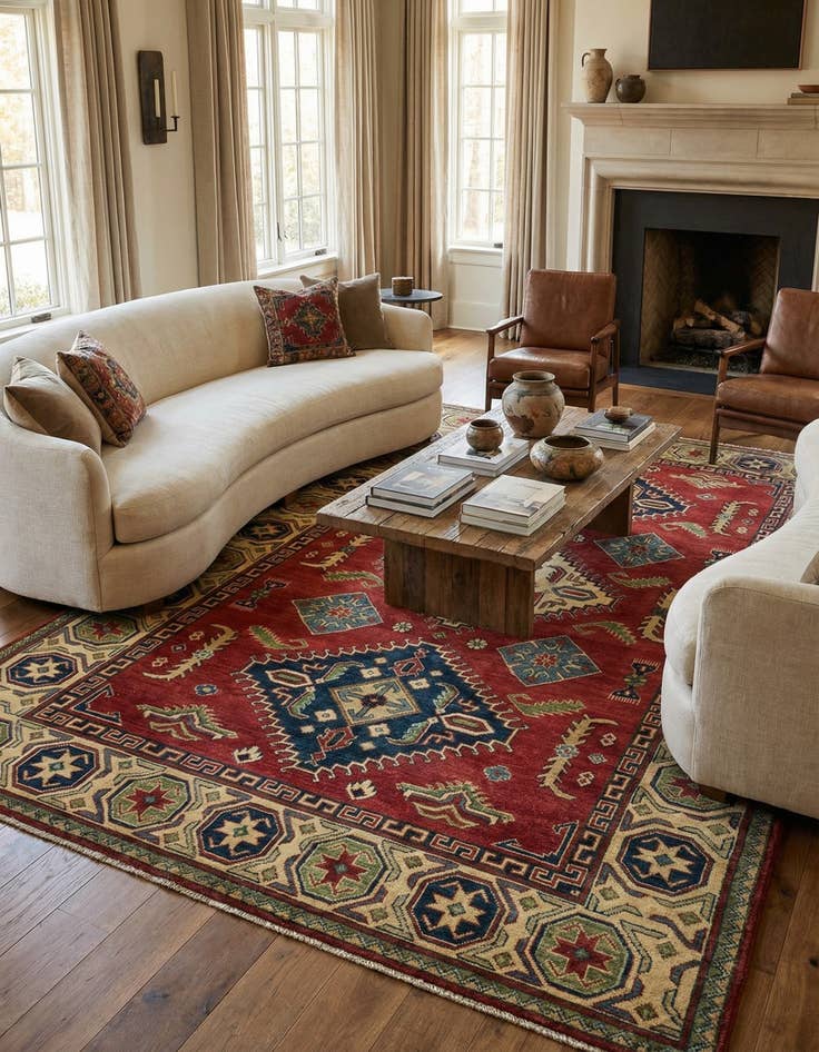 Detail image of 6' 8 x 10'  Hand Knotted Kazak Rug