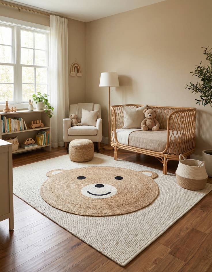 Detail image of  6' 1 x 6' 1  Hand Braided Kids Braided Jute Round Rug