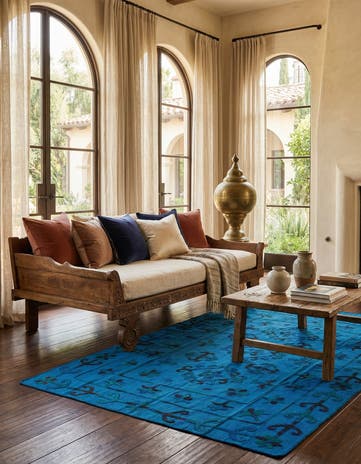 5' 9 x 7' 9 Hand Woven Kilim Suzani Wool Rug
