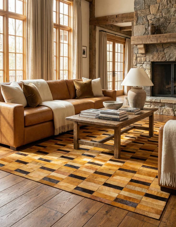 Detail image of  5' 1 x 8' Cowhide - Patchwork Rug