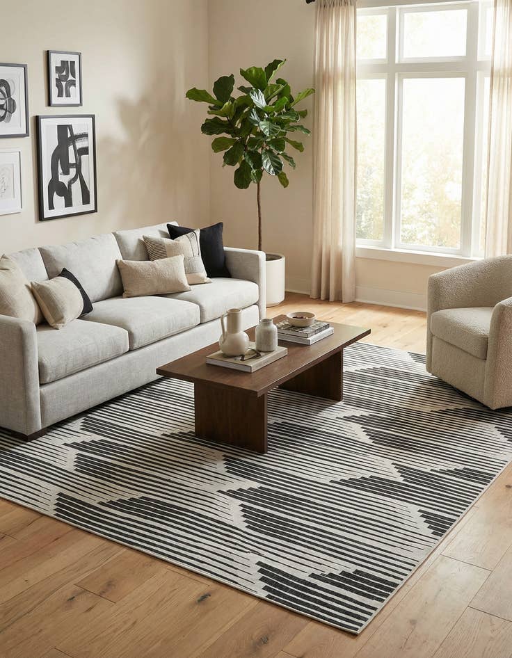 Detail image of 12' x 12'  Washable Modern Indoor / Outdoor Square Rug